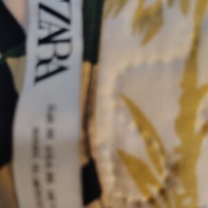 ZARA Green and Mustard Botanical Print Top
